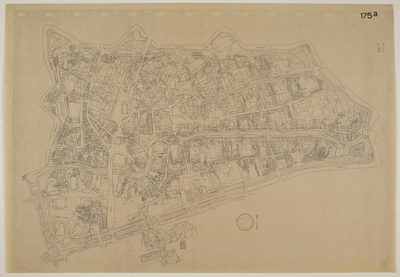 217103 Plattegrond van de binnenstad van Utrecht, inclusief Hoog Catharijne, met huisnummers